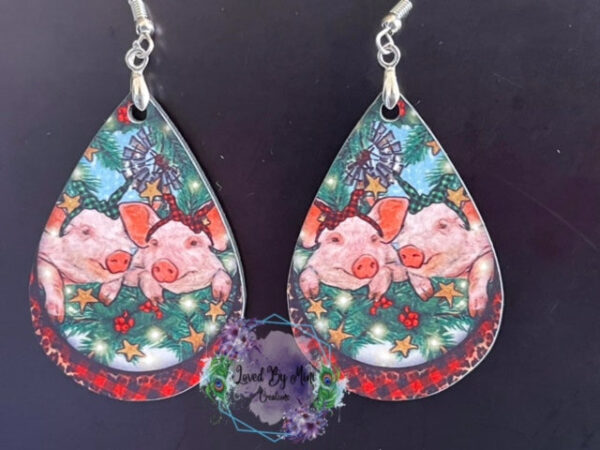 Pig teardrop earrings - Image 2