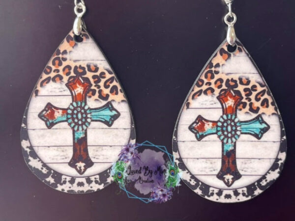 Cross Faith Turquoise teardrop earrings - Image 2