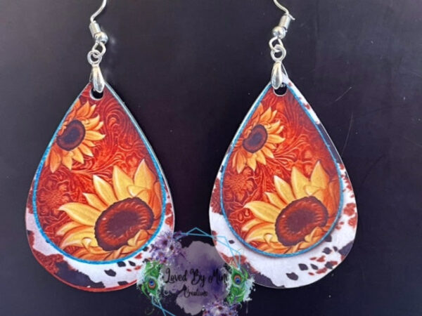 Sunflower teardrop earrings