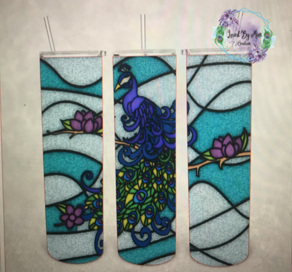 Stained glass Peacock tumbler